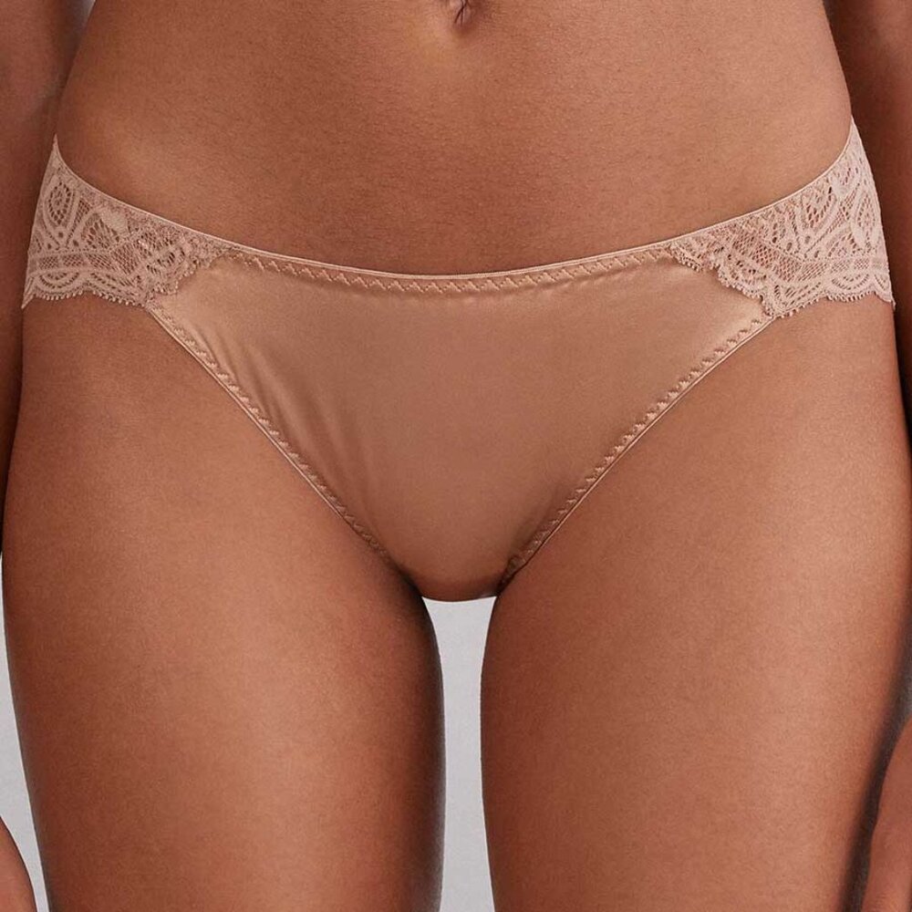 Intimissimi Silk and Lace Briefs in Pink Satin / XS